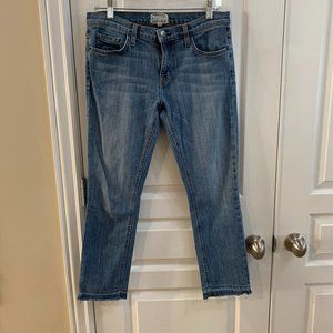 Current/Elliott Straight Crop Denim Raw Hem Sz 27